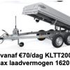 Verhuur aanhanger per week KLTT2000 305x150 Max laadvermogen 1620kg (Borg €100)