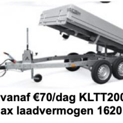 Verhuur aanhanger per week KLTT2000 305x150 Max laadvermogen 1620kg (Borg €100)