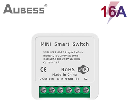 Aubess 16A Tuya Wifi Mini Diy Smart Switch