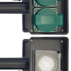 Vel 2-WEG STOPCONTACT MET TIMER - GEBRUIK BUITENSHUIS - SCHUKO